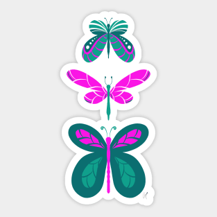 Butterflies Pink Turquoise Sticker